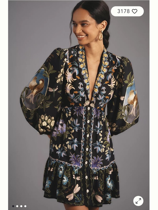 FARM Rio Dresses & Skirts - FARM Rio Black Mini Dress with Colorful Floral Embroidery